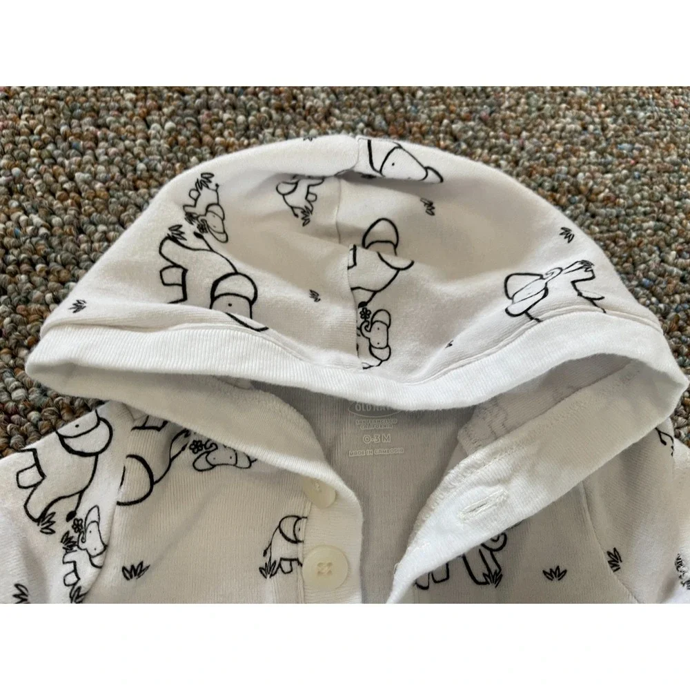 Old Navy Hooded Boys Elephant Shortie Romper 0-3M